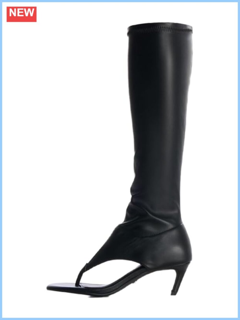 Women's Open Toe Thong Sandal Boots Knee High Kitten Heels